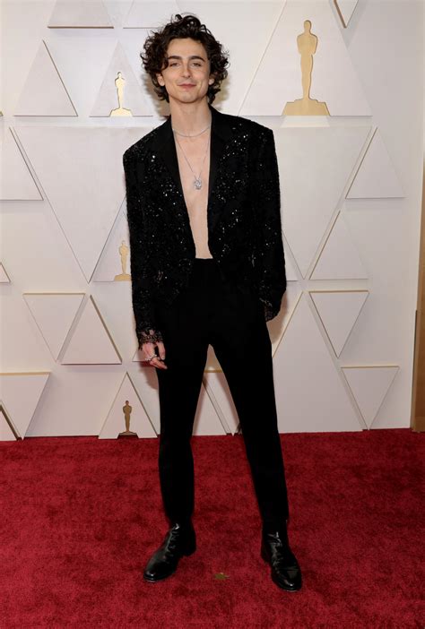 Oh My God, Timothée Chalamet Showed Up Shirtless to the Oscars - Fashionista