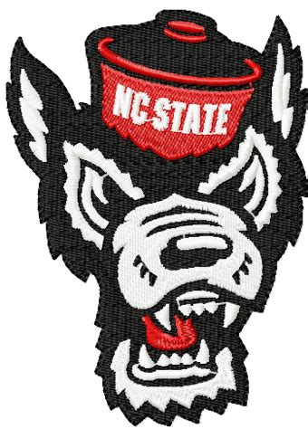 North Carolina State Angry wolf embroidery design