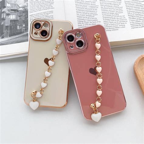 💰koop Wrist Chain Plating Woman Case For Iphone 13 12 11 Pro 14 Max X Xr Xs 7 8 Plus