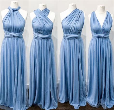 Simple Multiway Infinity Dusty Blue Bridesmaid Dress For Weddings