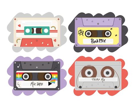 Premium Vector Retro Cassettes Set Design Music Vintage Tape And Audio Theme Vector Illustration