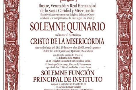 Solemne Quinario en honor al Santísimo Cristo de la Misericordia