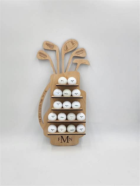 Personalized Golf Ball Display, Wood Golf Bag Ball Display, Valentines Day Gift for Golfer ...