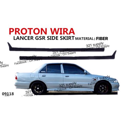 Wira Side Skirt Lancer Gsr Set Lip Pu Fiber Fit Wira Sedan