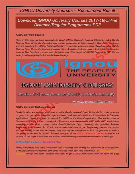 Ignou Diploma Courses List With Fee Structure