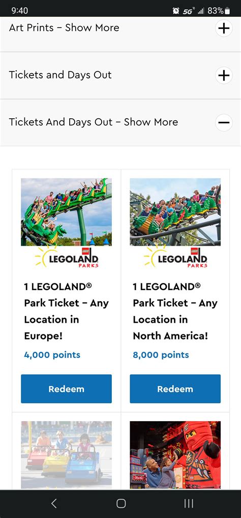 Legoland USA park tickets now cost 8,000 VIP reward points : r/lego