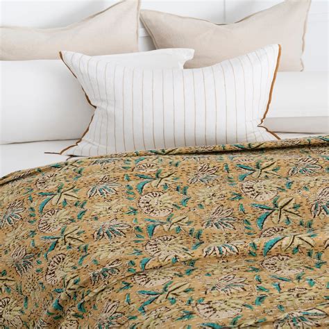 Linen Connections Kantha Quilt Indian Quilt Block Print Quilt Bedsprea