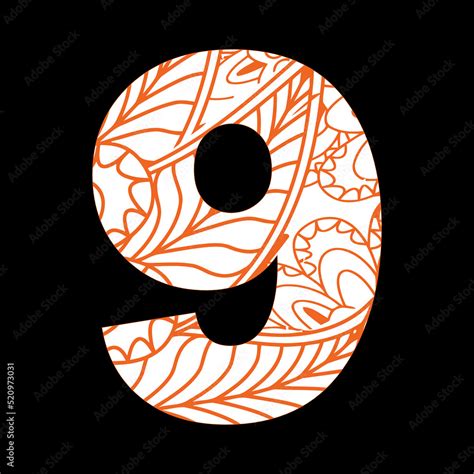 Colorful Number Coloring Page for Adult Ornamental Font Coloring Book ...