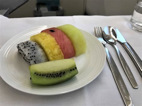 Fruit salad on Ethiopian Airlines Business Class Addis Ababa to Tokyo ...