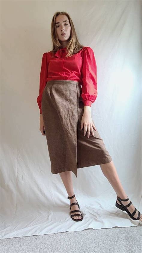 Vintage S Alicia Red Pussy Bow Blouse Size M Etsy