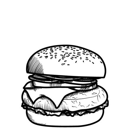 hamburger line art vector outline food illustration 42234763 Vector Art ...