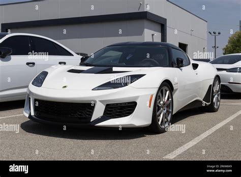 Indianapolis - June 10, 2023: Lotus Evora GT display at a dealership. Lotus offers the Evora GT ...