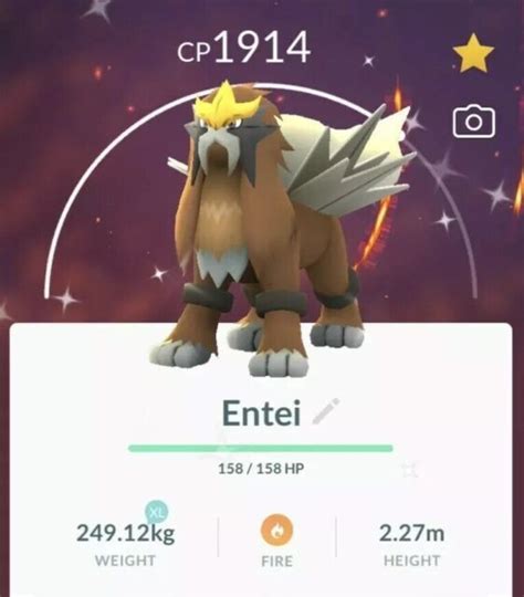 Shiny Entei Pokemon Go Legendary Shiny Exclusive Raid Boss Limited