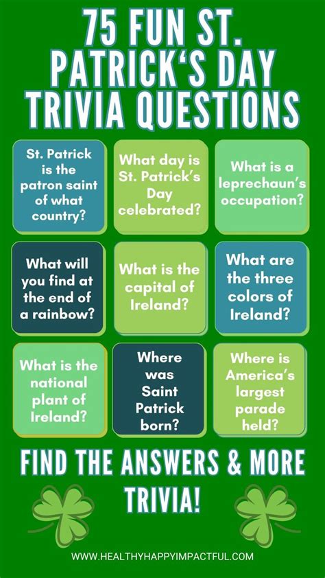 75 Best St Patricks Day Trivia Fun Facts Quiz For 2024 In 2024 St