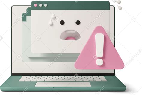 3d Laptop With System Error Sign Png Svg