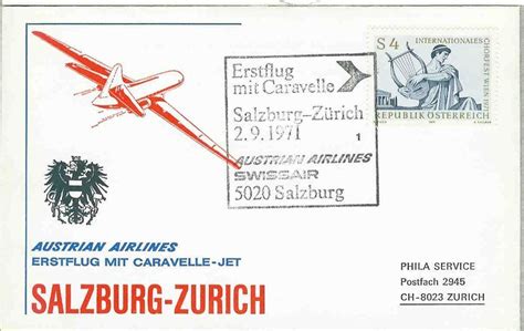 Erstflug Austrian Swissair Salzburg Zürich Caravelle 1971 AU Kaufen