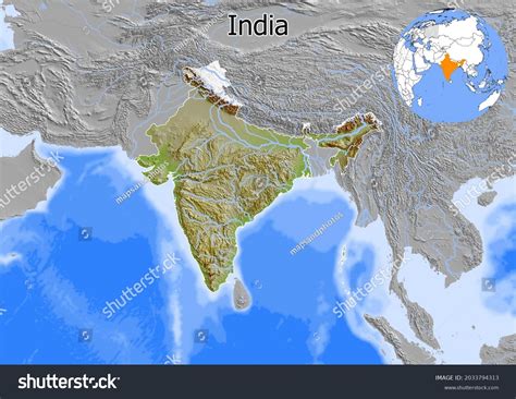 India Map Relief Map India 3d Stock Illustration 2033794313 Shutterstock