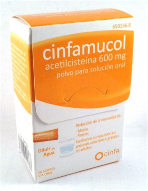 CINFAMUCOL ACETILCISTEINA FORTE 600 Mg 10 SOBRES POLVO PARA SOLUCION ORAL