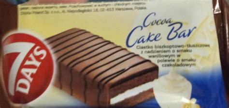 7days cocoa cake bar - kalorie, kJ i wartości odżywcze | Dine4Fit.pl