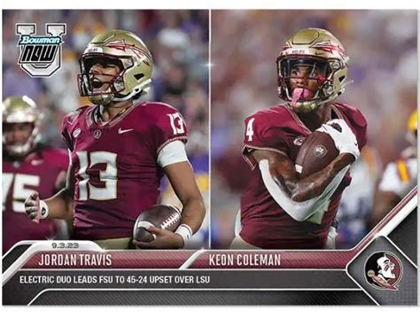 NCAA Florida State Seminoles 2023 Bowman U NOW Football Single Card ...