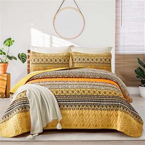 Wongs Bedding Gelb Orange Bohemian King Size Steppdecke Boho