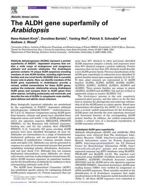 (PDF) The ALDH gene superfamily ofArabidopsis