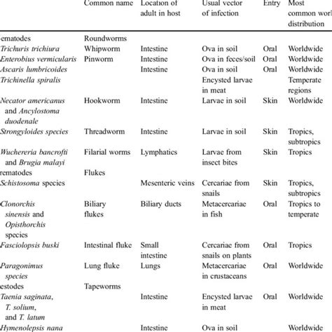 Some common human helminths | Download Table