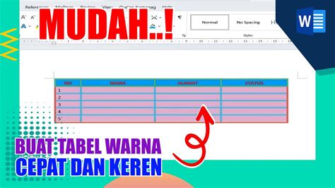 Cara Membuat Tabel Berwarna Di Microsoft Word Youtube