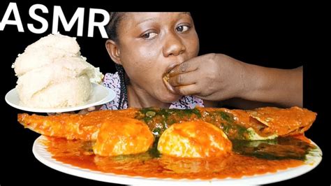 African Food Mukbang Asmr Ewedu Tomato Stew With Fufu Garri Eggs And