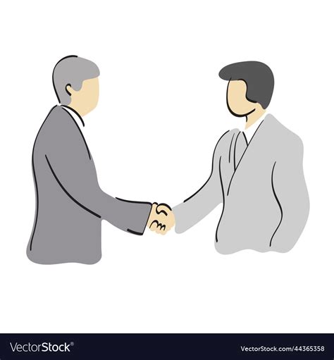 Business people shaking hands hand drawn Vector Image