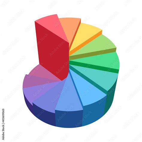 Abstract Pie Chart Infographic Elements Rainbow Spectral Color D