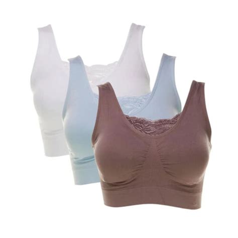 Rhonda Shear 3 Pack Cotton Blend Ahh Bras With Lace Inset 586 821