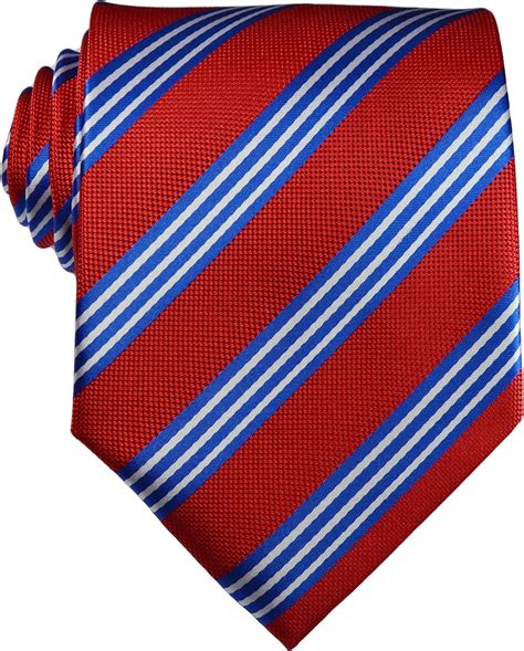 New Classic Striped Red Blue White Jacquard Woven Silk Men S Tie