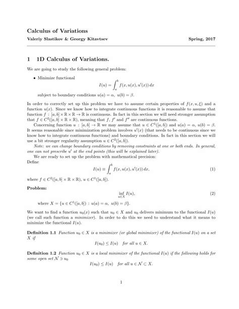 Pdf Calculus Of Variations University Of Bristol Mazvs Handout