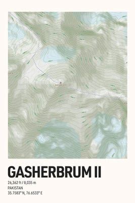 Gasherbrum II Topographic Map Canvas Art by avesix | iCanvas