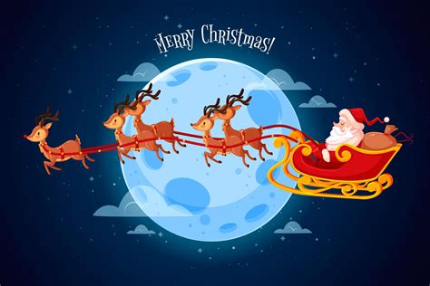 Christmas Hd Reindeer Moon Santa Sleigh Hd Wallpaper Rare Gallery