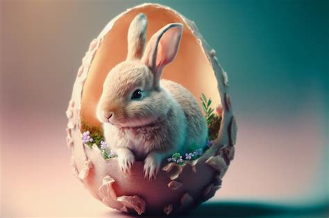 Premium Photo Easter Bunny Breaking Out Of An Egg