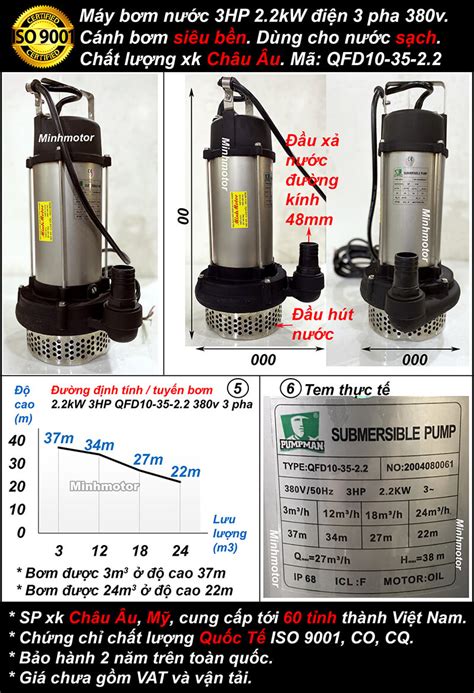 Máy Bơm Chìm 3Hp Bơm Tõm 2 2kW Chất Lượng Mỹ Giá Tốt Nhất 01 2025