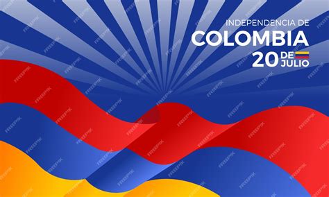 Fundo Gradiente 20 De Julio Com Cores Da Bandeira Colombiana Vetor