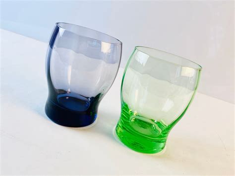 Bekijk Vintage Anna Groen Paarse Waterglazen Drinkglazen Met