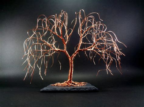 Copper Weeping Willow Wire Tree Sculpture Metal Tree Of Life Etsy