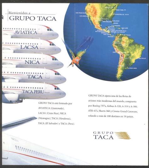 Brochure Taca Airlines W Information Airlines Route Map Central America