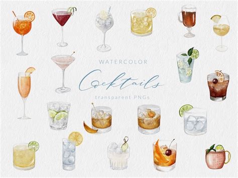 Watercolor Cocktails Watercolor Drink Images Aperol Spritz Etsy