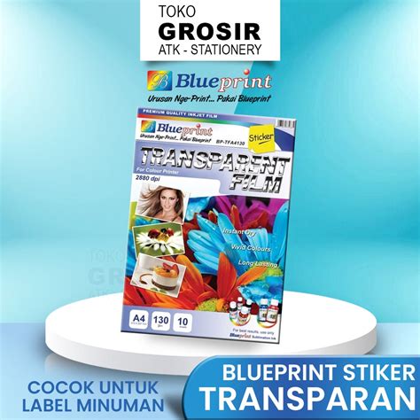 Jual Kertas Transparan Film Stiker Transparent Film Sticker Blueprint