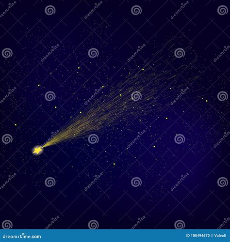 Yellow Falling Star Meteor Shower Stock Vector Illustration Of