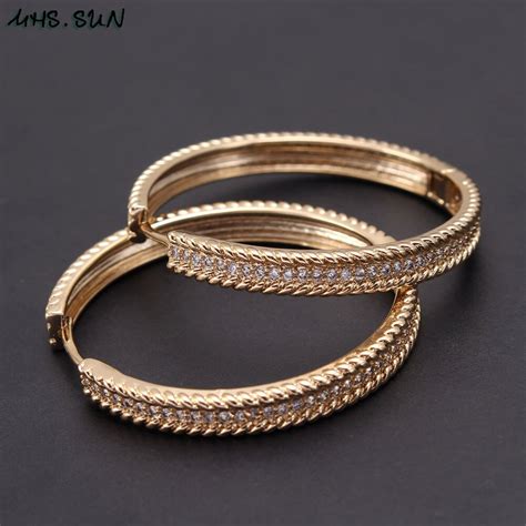 Mhs Zon Luxe Goud Kleur Vrouwen Aaa Zirkoon Loop Grandado