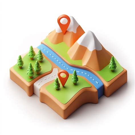 3d Trail Map Icon Path And Direction Guide For Hikers Illustration Logo