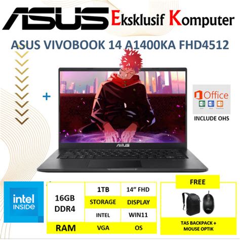 Jual Asus Vivobook 14 A1400ka Intel N4500 8gb 1tb Ssd 14 Fhd Windows