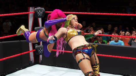 Wwe 2k20 Raw Asuka And Rhea Ripley Vs Eva Marie Youtube