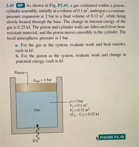 Solved 2 45 WP As Shown In Fig P2 45 A Gas Contained Chegg